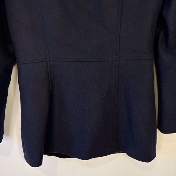 Mackage Zandra Navy Blue Wool & Cashmere Hooded Duffel Coat - Picture 6 of 9